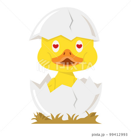 Cute duck in egg with love Cute duck in egg with love 99412993