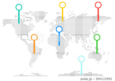 Dotted world map with pointer marks 99412995