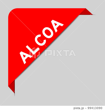 Red color of corner label banner with word ALCOA (Abbreviation of Attributable, Legible, Contemporaneous, Original and Accurate) on gray background 99413090
