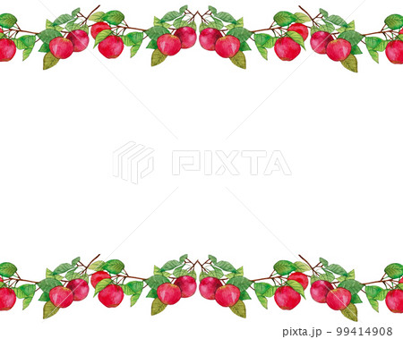 手描き水彩画のりんごのフレーム背景素材 手描き水彩画のりんごのフレーム背景素材 99414908