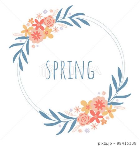 Spring Wreath with floral compositions and word spring 99415339