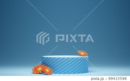 3d spring background with flowers and podium 99415596