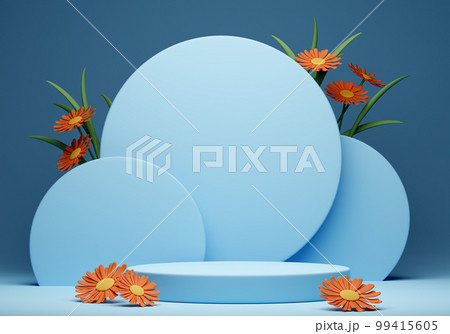 3d spring background with flowers and podium 3d spring background with flowers and podium 99415605