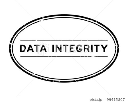 Grunge black data integrity word oval rubber seal stamp on white background 99415807