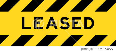 Yellow and black color with line striped label banner with word leased 99415855