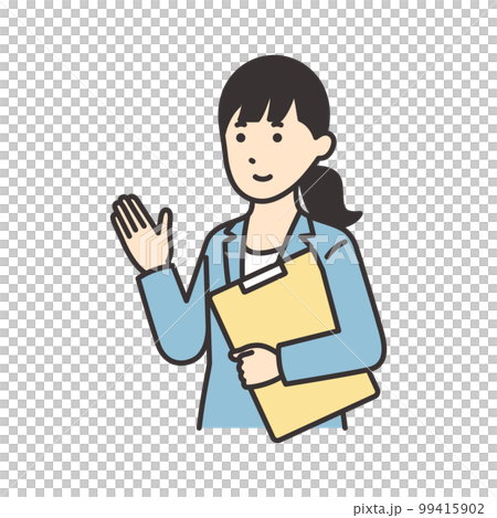 一個穿西裝的女人用材料指導的插圖素材 99415902