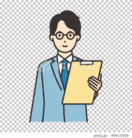 拿著證件的西裝男插畫素材 99415906