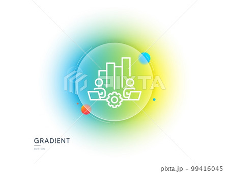 Teamwork chart line icon. Gradient blur button with glassmorphism. Remote office sign. Team employees symbol. Transparent glass design. Teamwork chart line icon. Vector 99416045