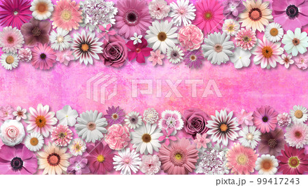 綺麗な花いっぱい、白とピンクの背景パターン 綺麗な花いっぱい、白とピンクの背景パターン 99417243