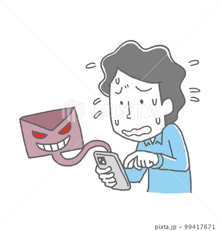 詐欺メールに焦る男性 99417671