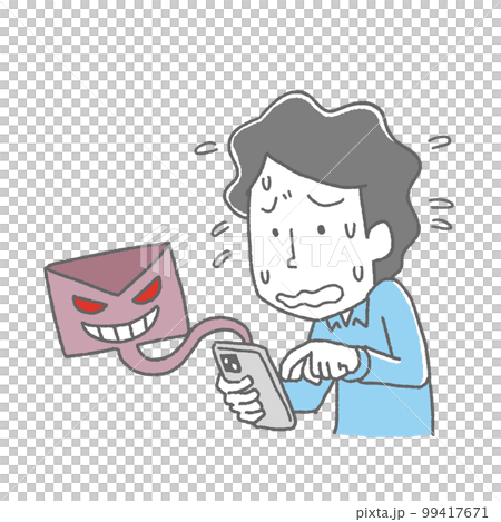 詐欺メールに焦る男性 99417671