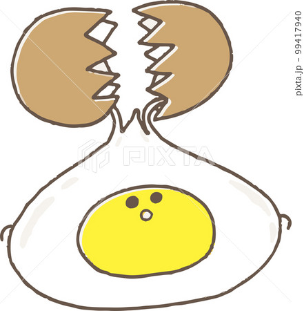 卵の殻が割れて落ちるかわいい卵のキャラクター 卵の殻が割れて落ちるかわいい卵のキャラクター 99417940