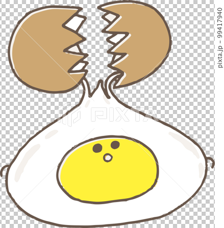 A cute egg character whose shell breaks and falls 99417940