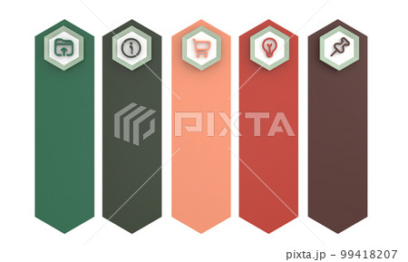 Business Infographic template with 5 options or steps. hexagons with line icons, process chart. 99418207