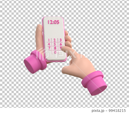 Hand is dialing number on smartphone. Businessman touching buttons with numbers to phone call or unlock code. 99418215