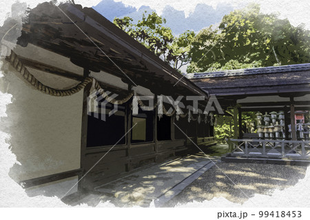 水彩画風　春日大社　若宮神社　奈良県奈良市 99418453