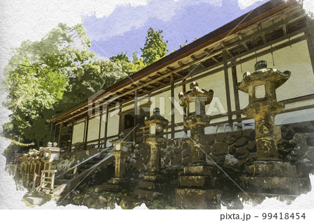 水彩画風　春日大社　若宮神社　奈良県奈良市 99418454