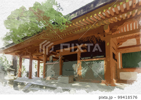 水彩画風　春日大社　大宮　榎本神社　奈良県奈良市 99418576