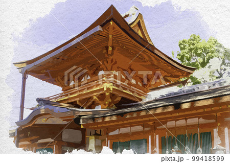 水彩画風 春日大社 中門・御廊 奈良県奈良市 水彩画風 春日大社 中門・御廊 奈良県奈良市 99418599