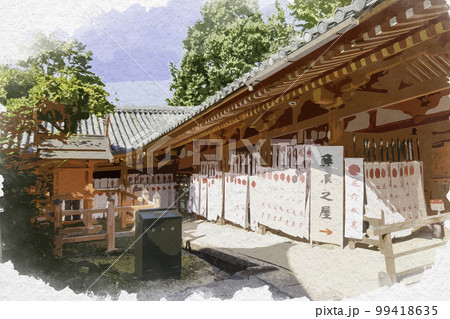 水彩画風 春日大社 藤浪之屋 奈良県奈良市 水彩画風 春日大社 藤浪之屋 奈良県奈良市 99418635