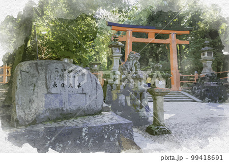 水彩画風　春日大社　二の鳥居　奈良県奈良市 99418691