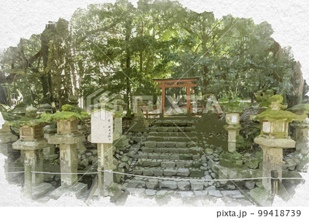 水彩画風　春日大社　本宮神社遥拝所　奈良県奈良市 99418739