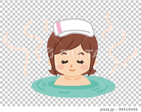 温泉に入浴する女性　露天風呂 99419448
