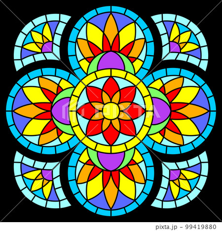 Stained-glass window in gothic style. Medieval mosaic tile texture. Stained-glass window in gothic style. Medieval mosaic tile texture. 99419880