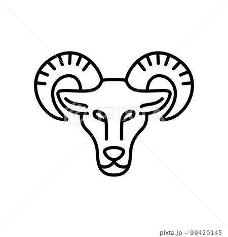 Aries Zodiac Sign Black Thin Line Icon Horoscope Concept . Vector illustration of Mouflon or Ram 99420145