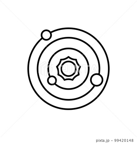 Solar System Astrology Sign Black Thin Line Icon Include of Sun, Planet and Orbit. Vector illustration 99420148