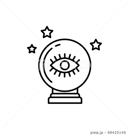 Crystal Ball with Eye Astrology Sign Black Thin Line Icon Divination or Esoteric Mystic Concept. Vector illustration Crystal Ball with Eye Astrology Sign Black Thin Line Icon Divination or Esoteric Mystic Concept. Vector illustration 99420149