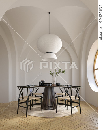 Conceptual interior room with arched ceiling 3d illustration 99420639