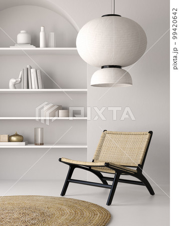 Japandi style conceptual interior room 3d illustration Japandi style conceptual interior room 3d illustration 99420642