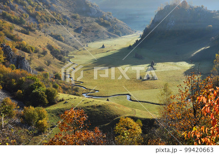 Mountain autumn landscape with colorful forest 99420663