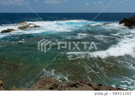 Blue hole and the collapsed Azure window. Gozo, Malta 99421207