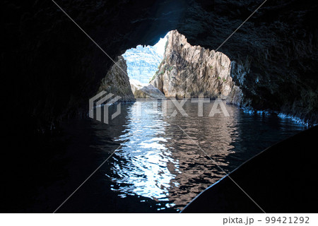 View from inside the Blue Grotto sea cave. Malta 99421292