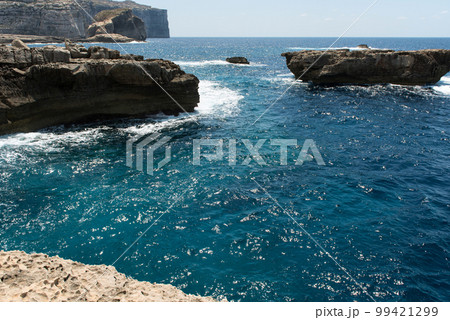 Blue hole and the collapsed Azure window. Gozo, Malta 99421299