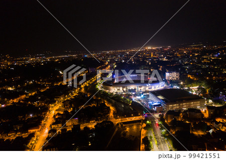 Aerial view of Cluj Napoca city by night. Urban landscape 99421551