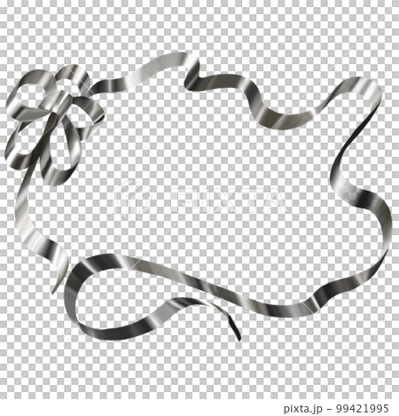 Ribbon frame illustration, satin ribbon frame, illustration material with copy space, ribbon picture frame material 99421995