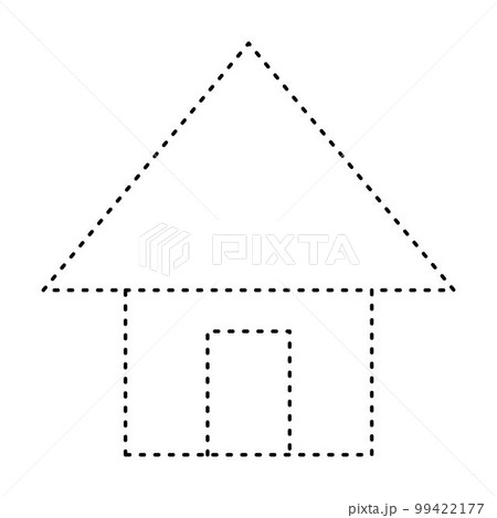 Tracing house dotted lines shape for preschool and kindergarten school kids worksheet element for drawing practice 99422177