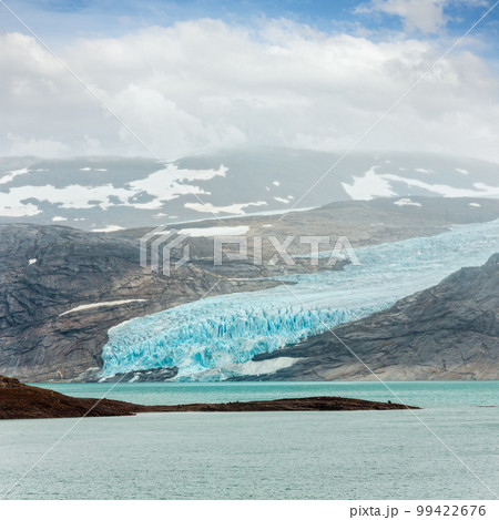 Lake Svartisvatnet and cloudy view to Svartisen Glacier (Meloy, Norway) 99422676