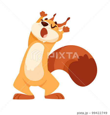 Funny Squirrel with Bushy Tail Feeling Sleepy Yawning Expressing Emotion Vector Illustration Funny Squirrel with Bushy Tail Feeling Sleepy Yawning Expressing Emotion Vector Illustration 99422749