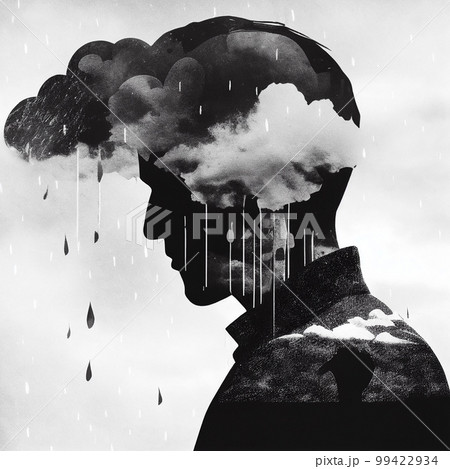 high contrast surreal collage , Seasonal affective disorder concept. AI generated 99422934