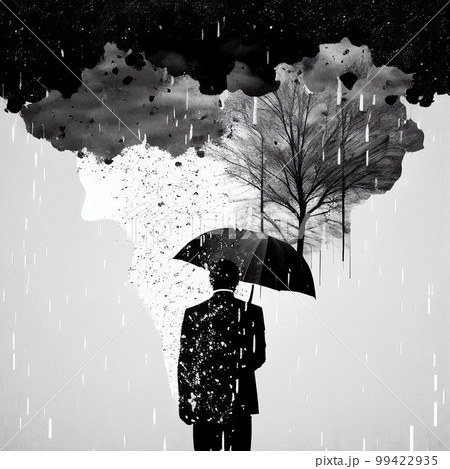 high contrast surreal collage , Seasonal affective disorder concept. AI generated high contrast surreal collage , Seasonal affective disorder concept. AI generated 99422935