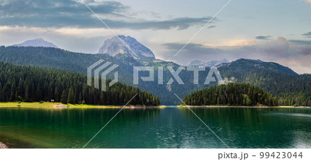 Black lake (Crno jezero) summer landscape. Zabljak, Montenegro. Panorama. 99423044