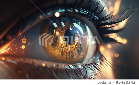 Reflection in the eyes of fiery significant events 99423342