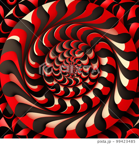 Unusual geometric pattern in red black colors multicolored spiral, optical illusion, original creative background, amazing wallpaper, texture of many spirals swirls nice color. Unusual geometric pattern in red black colors multicolored spiral, optical illusion, original creative background, amazing wallpaper, texture of many spirals swirls nice color. 99423485