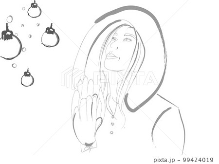 Happy woman making a wish for Christmas Vector 99424019