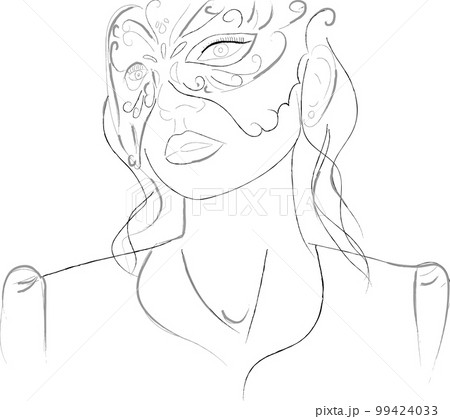 Woman in a mask beauty mysterious fashion look Vector Woman in a mask beauty mysterious fashion look Vector 99424033