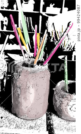 Painting tools creative colorful brushes vintages vector Painting tools creative colorful brushes vintages vector 99424087